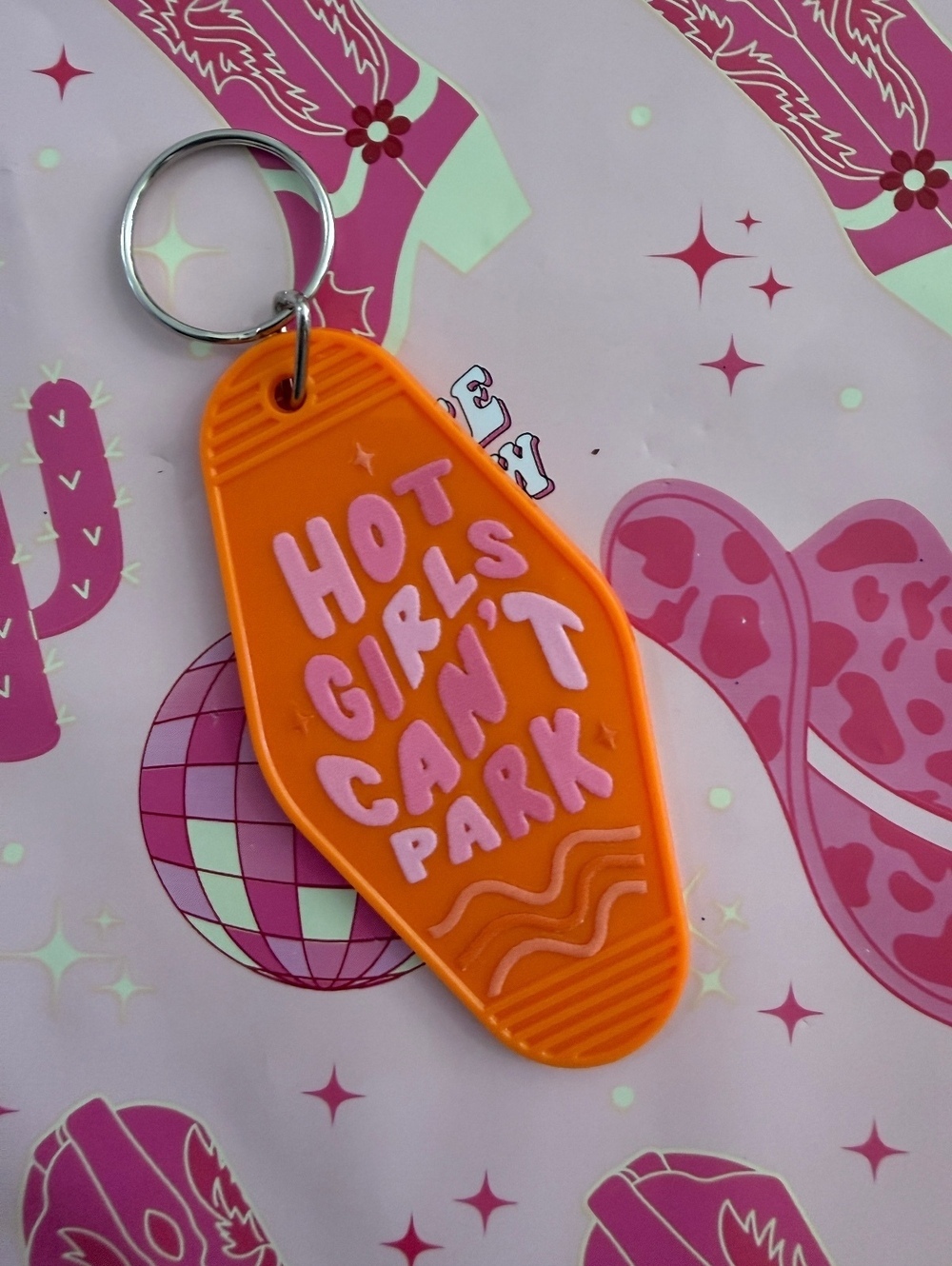 Orange 'Hot Girls Can't Park' Keychain